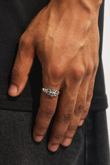 Cross Motif Signet Ring - 10mm - White