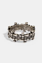 Multi Cross Oxidised Band Ring - 10mm - White