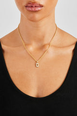 Pave Cut Out Motif Tag Necklace - 15mm - Gold