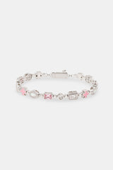 Pink & Clear Multi Gemstone Bracelet - 6mm