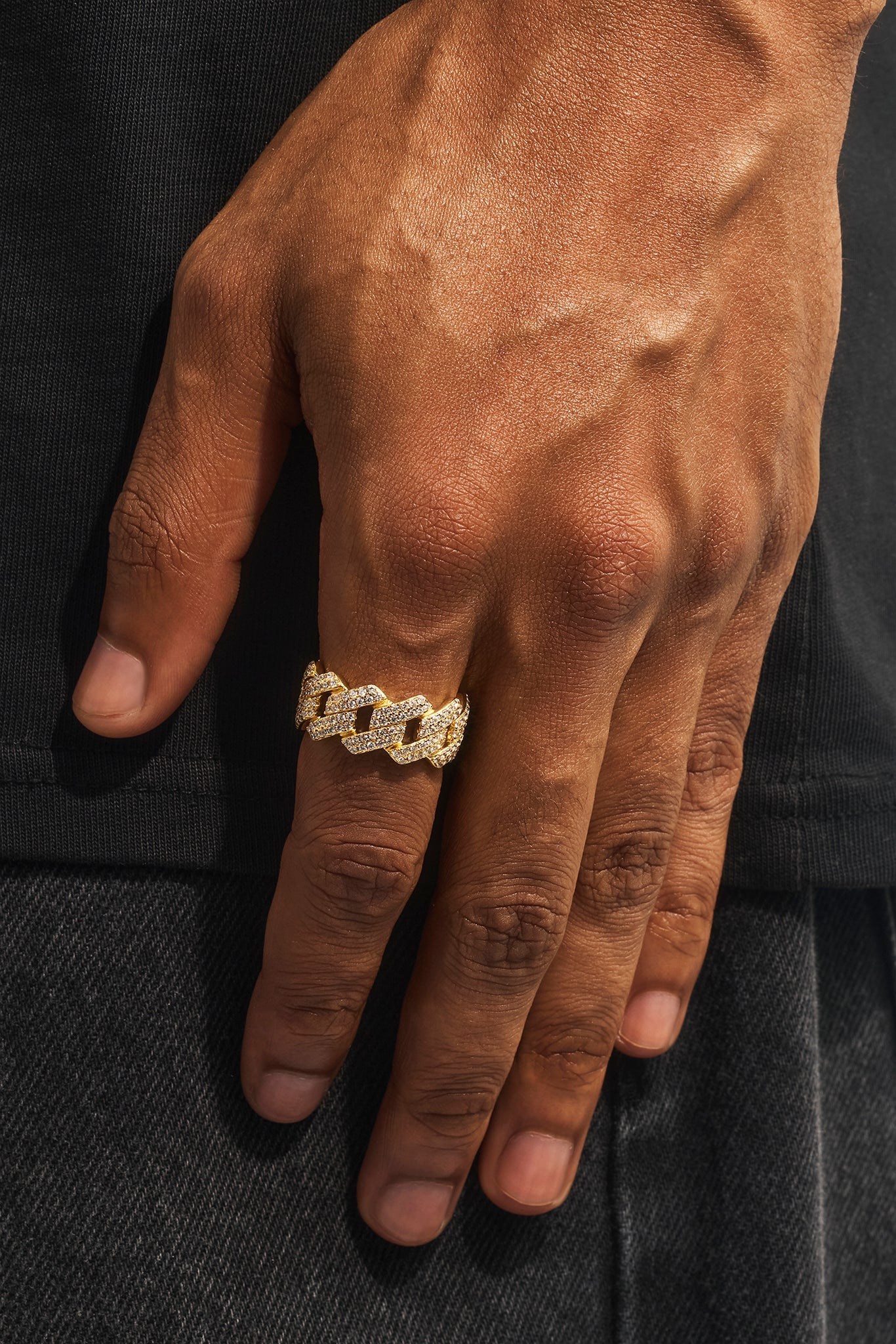 Iced Prong Cuban Ring - 10mm - Gold