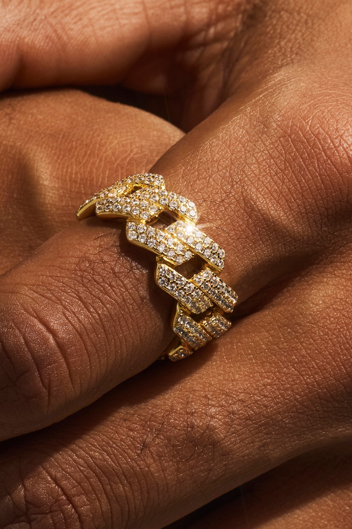 Iced Prong Cuban Ring - 10mm - Gold