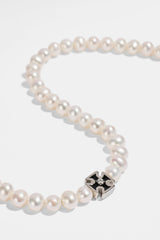 Mens Pearl & Iced Motif Chain - 4mm - White