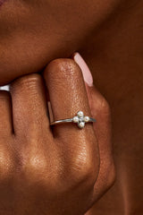 Micro Pearl & CZ Motif Ring - 2.5mm - White