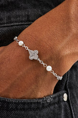 CZ & Micro Pearl Motif Bracelet - 3mm - White