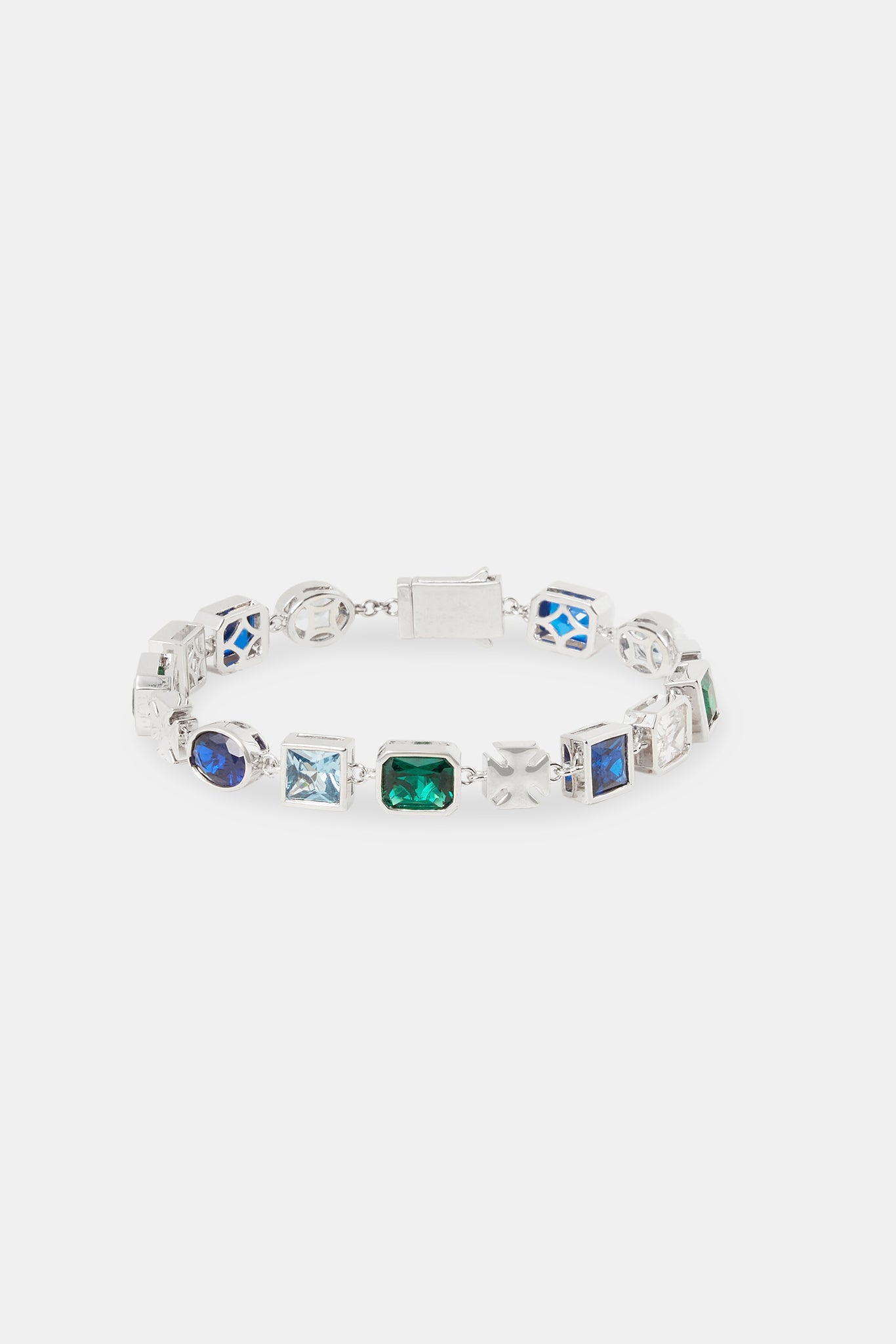 Polished Edge Gemstone & Cross Bracelet - 8mm | Mens Bracelets