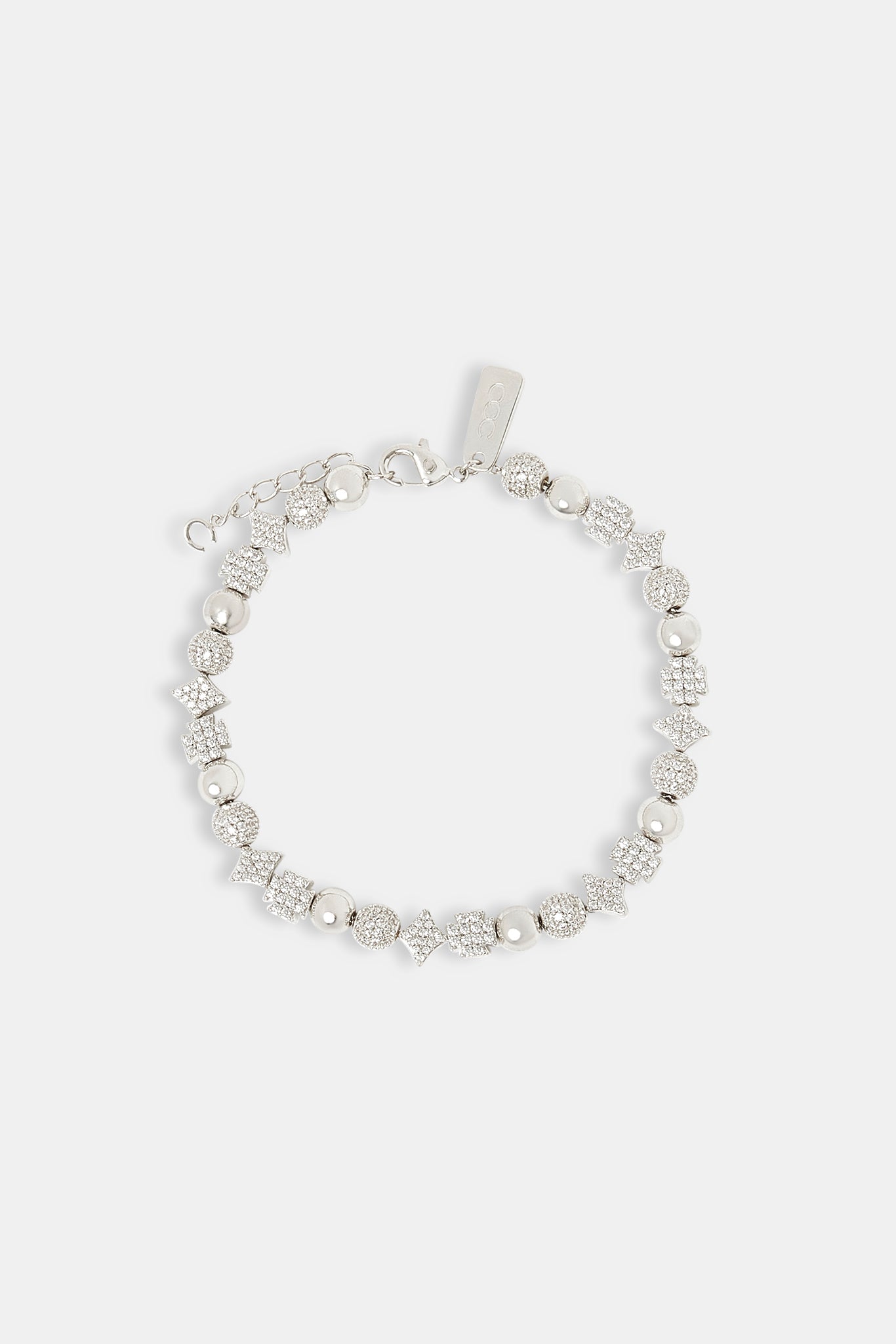 Polished & Iced Bead Motif Bracelet - 6mm