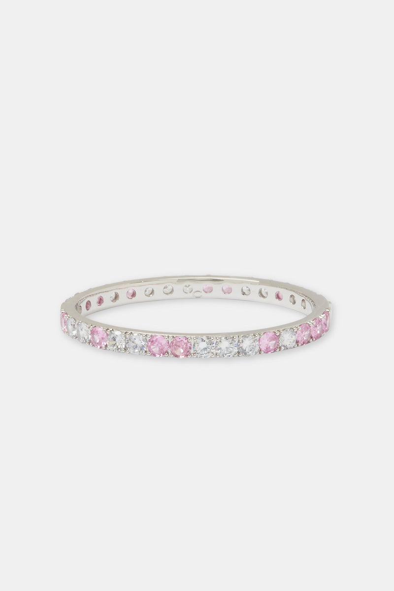 Pink & White Colourblock Tennis Bangle- 5mm