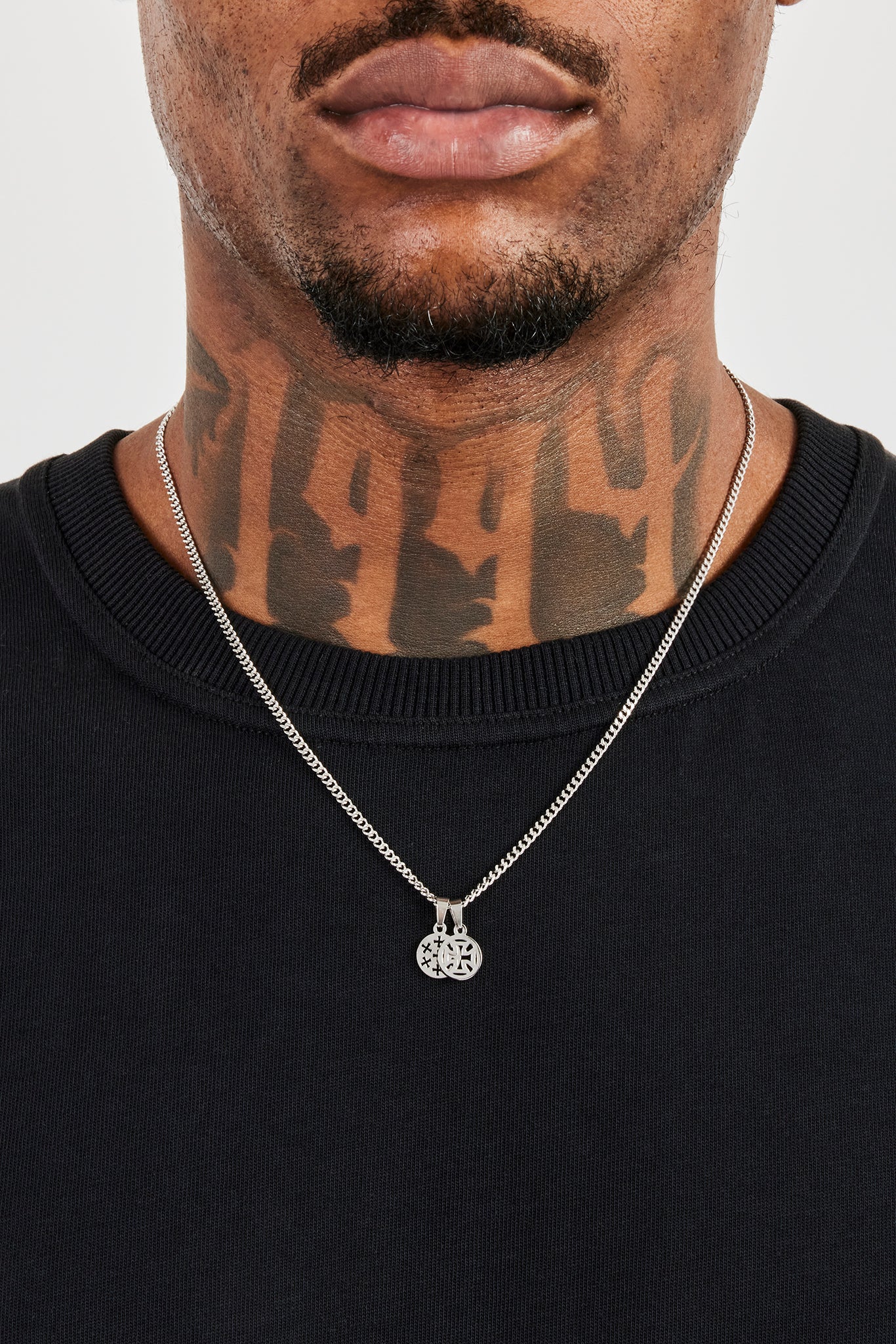 Polished Double Cross Disc Necklace - 10mm