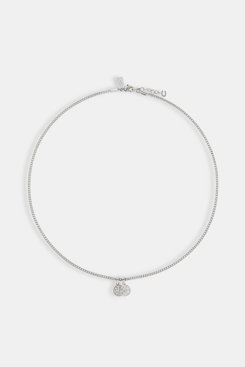 Polished Double Cross Disc Necklace - 10mm