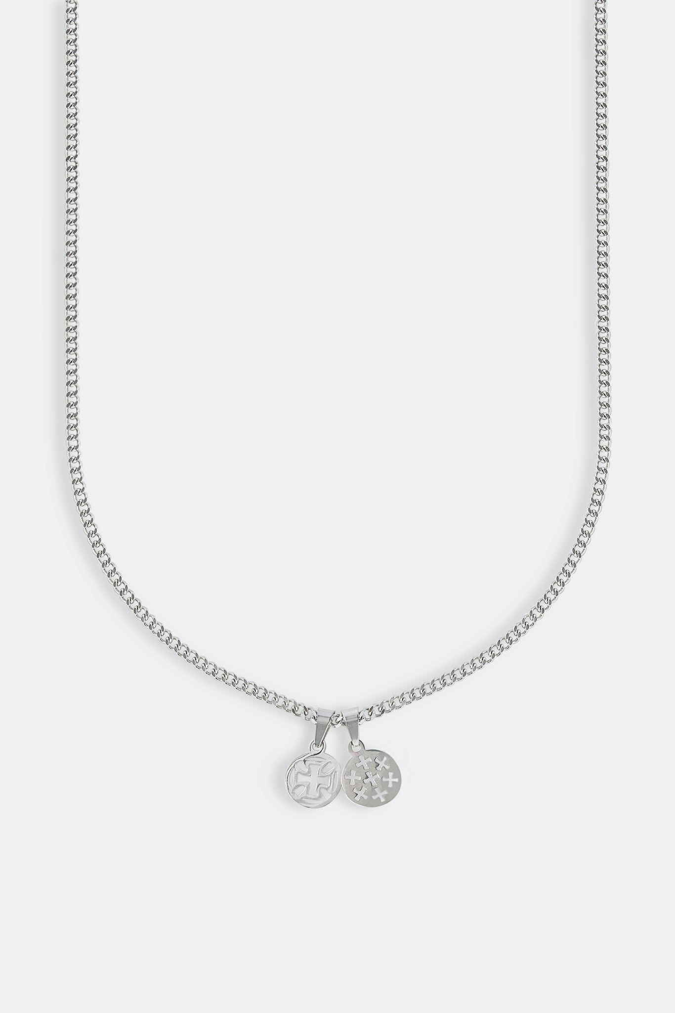 Polished Double Cross Disc Necklace - 10mm
