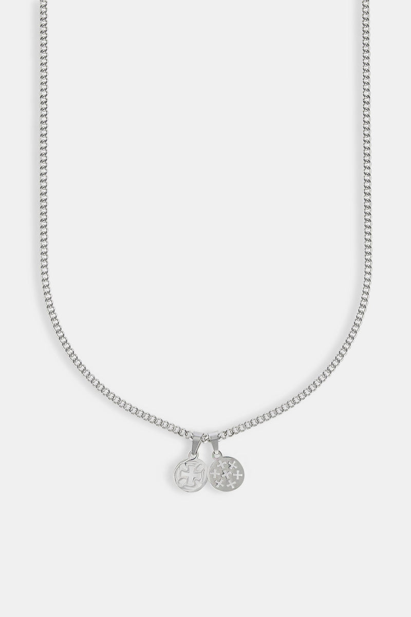 Polished Double Cross Disc Necklace - 10mm