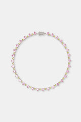 Pink & Green Heart Tennis Chain - 8mm