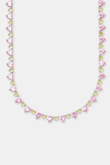 Pink & Green Heart Tennis Chain - 8mm