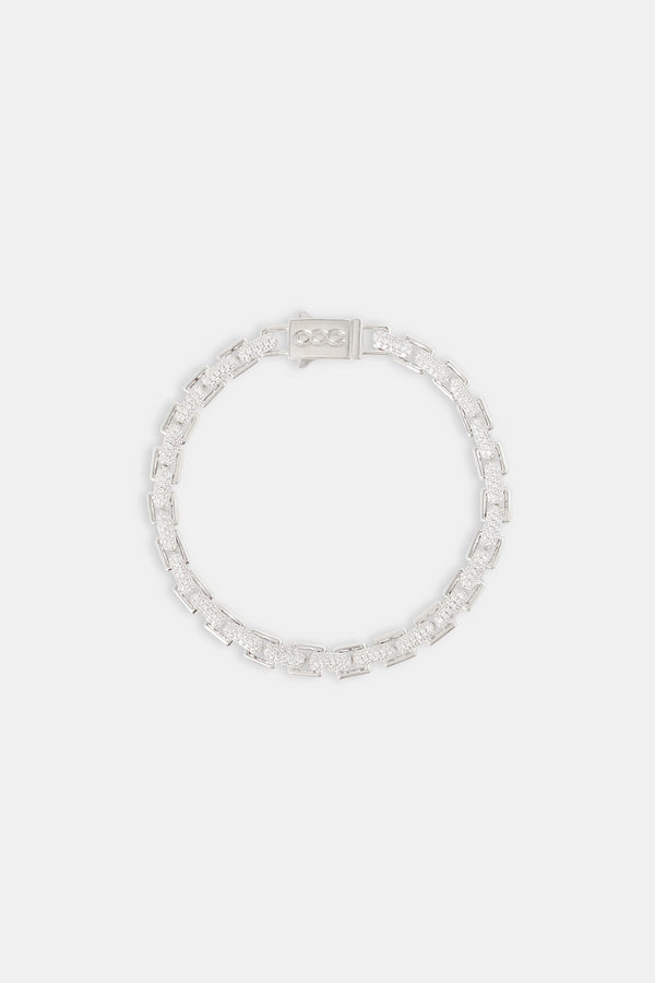 Polished & Iced Flat Link Bracelet - 6mm