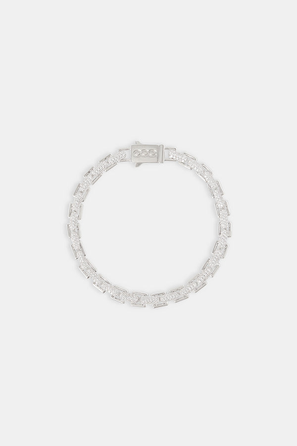 Polished & Iced Flat Link Bracelet - 6mm