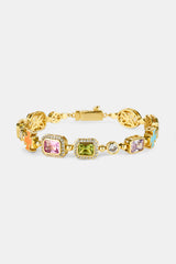 Pink Multi Gemstone Motif Bracelet - Gold - 10mm