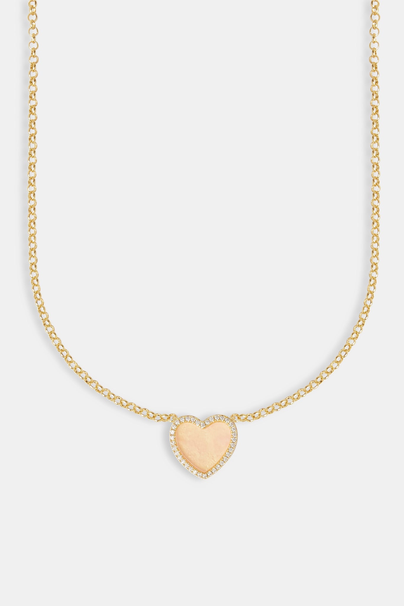 Pink Agate Heart Necklace - Gold - 20mm