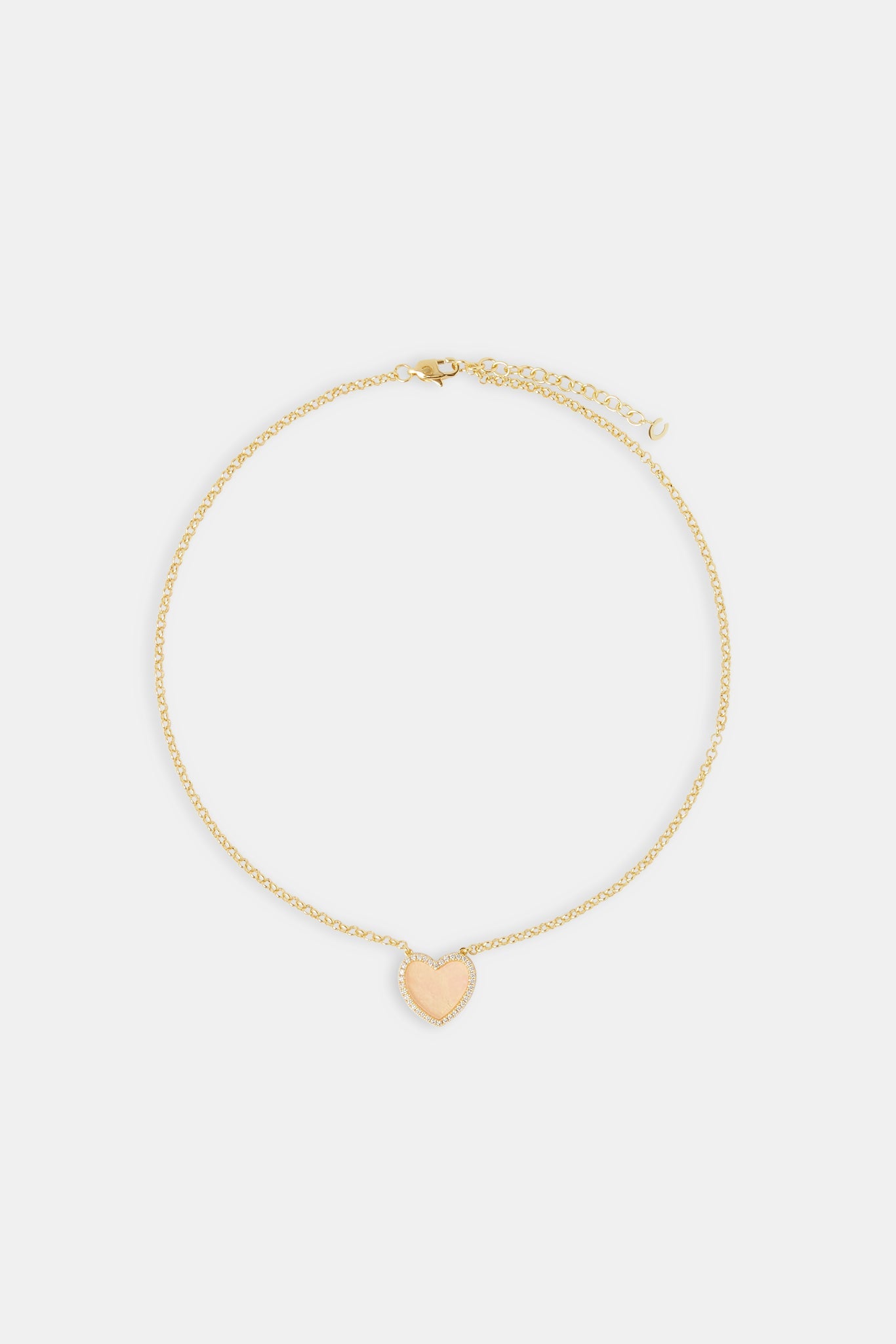 Pink Agate Heart Necklace - Gold - 20mm