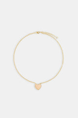 Pink Agate Heart Necklace - Gold