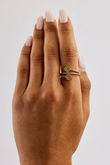 Pink Agate Motif Twist Ring - 15mm