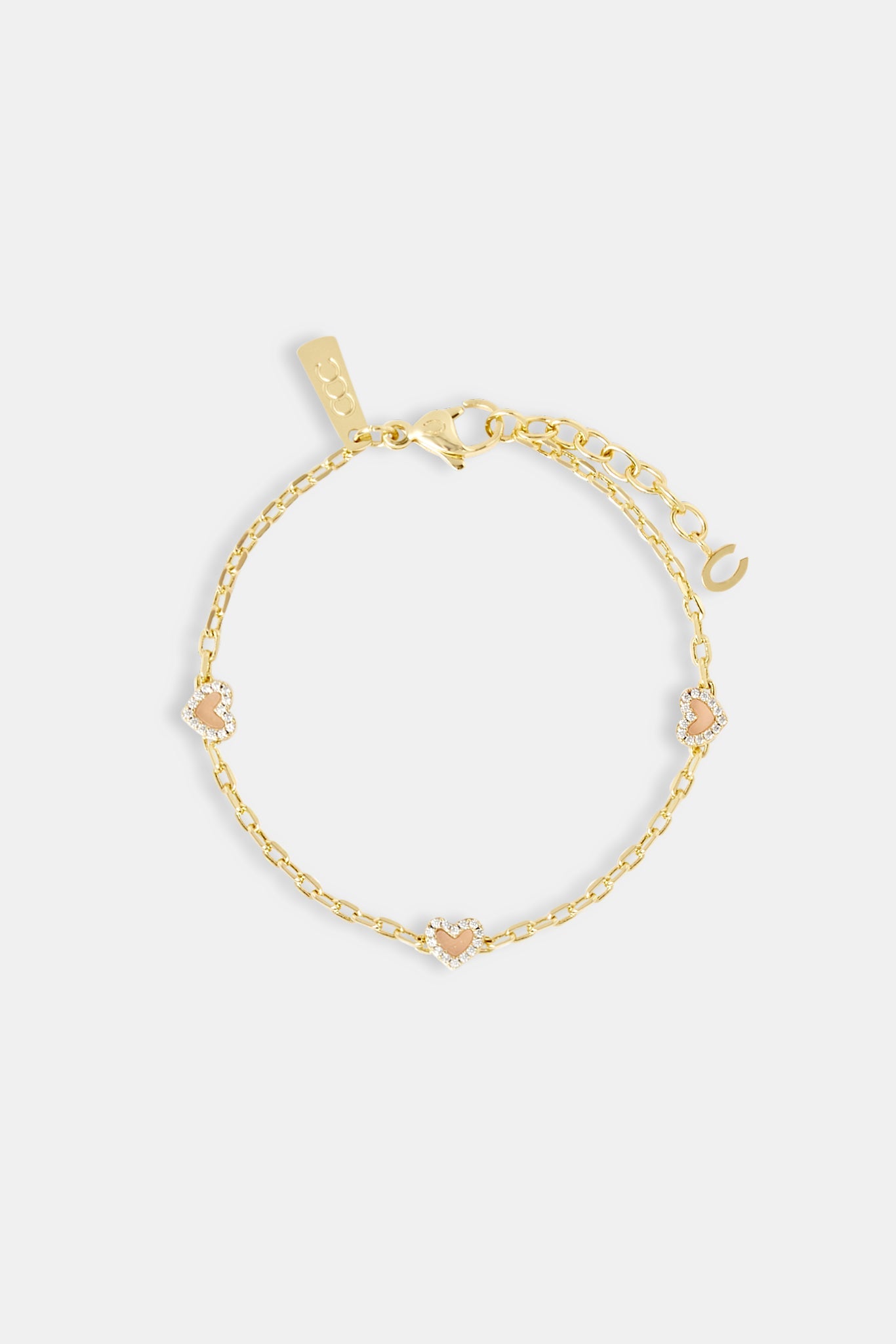 Pink Agate Heart Rolo Bracelet - 6mm