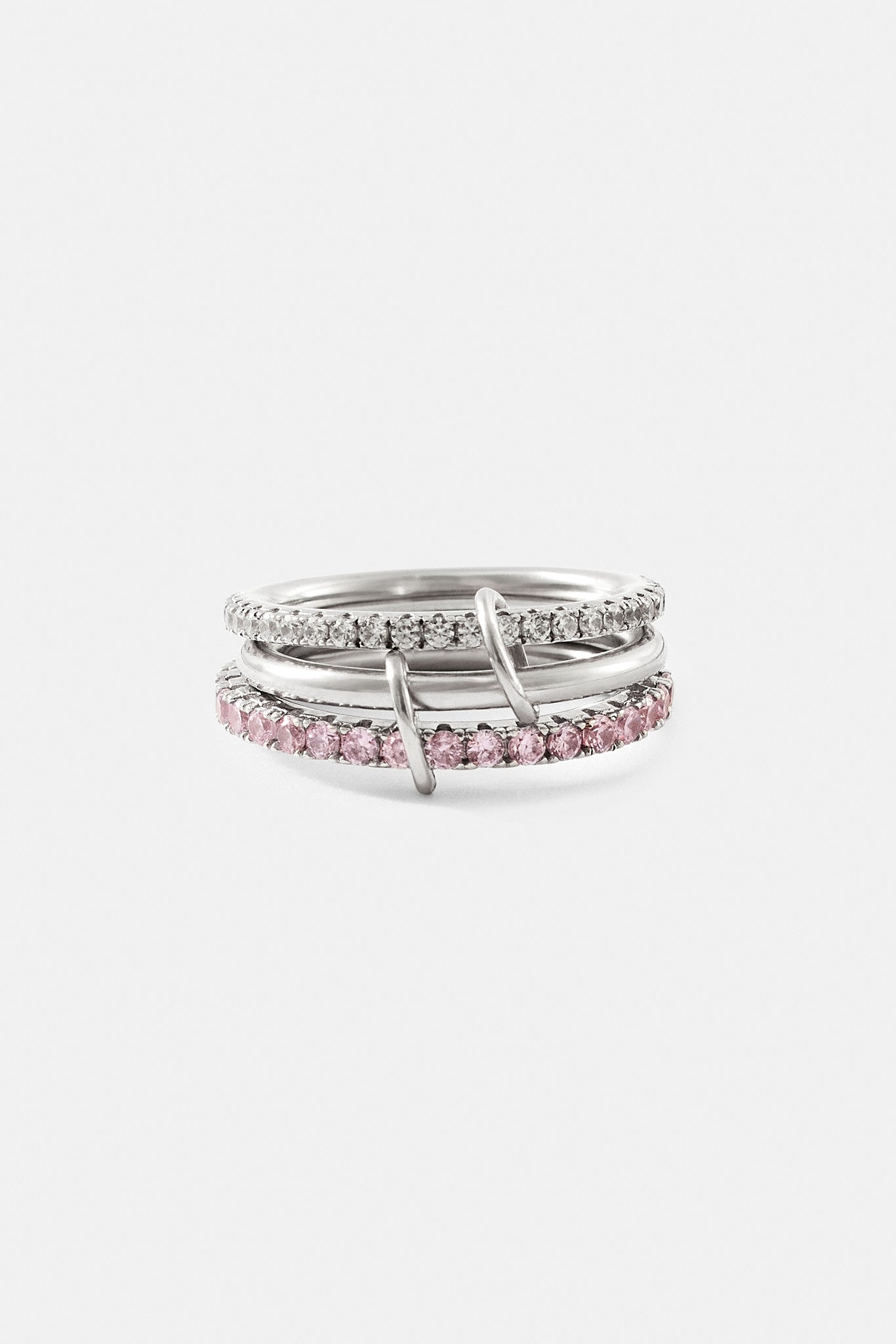 Mixed Pink Rings Pink & Clear Polished & Iced Mix Ring - 8mm | Womens Rings | Shop Band ...