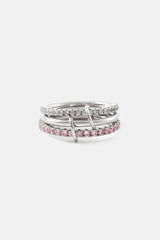 Pink & Clear Polished & Iced Mix Ring - 8mm