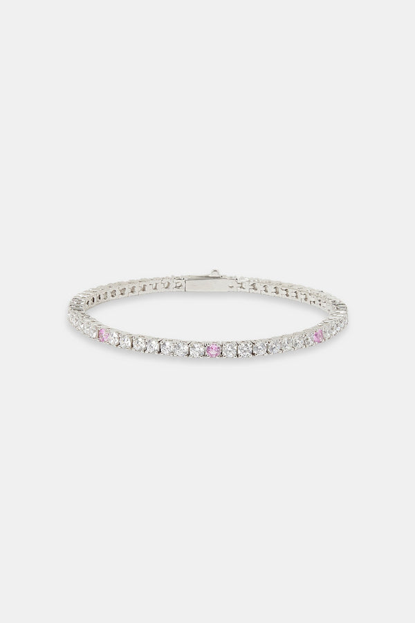Light Pink & Clear Stone Tennis Bracelet - 3mm