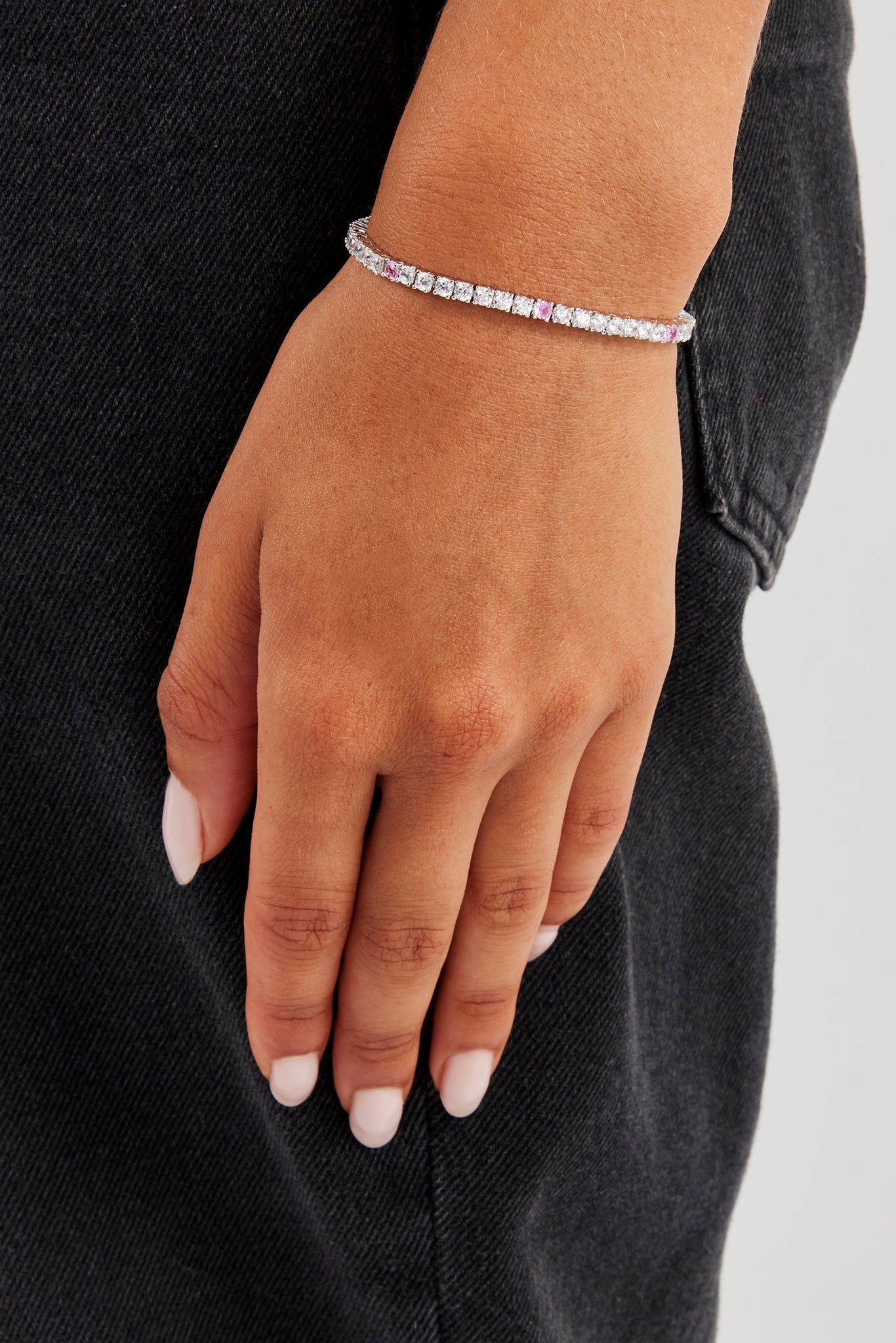 Light Pink & Clear Stone Tennis Bracelet - 3mm