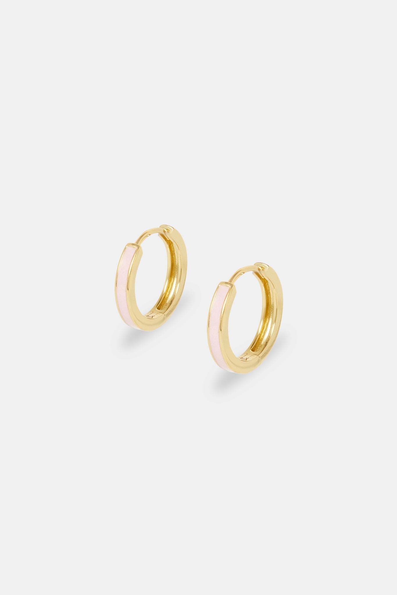 Pink Enamel Huggie Earrings - 15mm