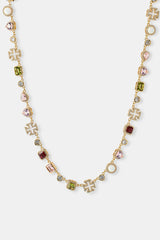 Pink Heart Multi Gem Chain - Gold - 10mm