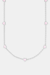 Pink Enamel Heart Rolo Necklace - 8mm