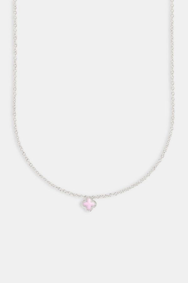 Pink Enamel Motif Necklace - 10mm