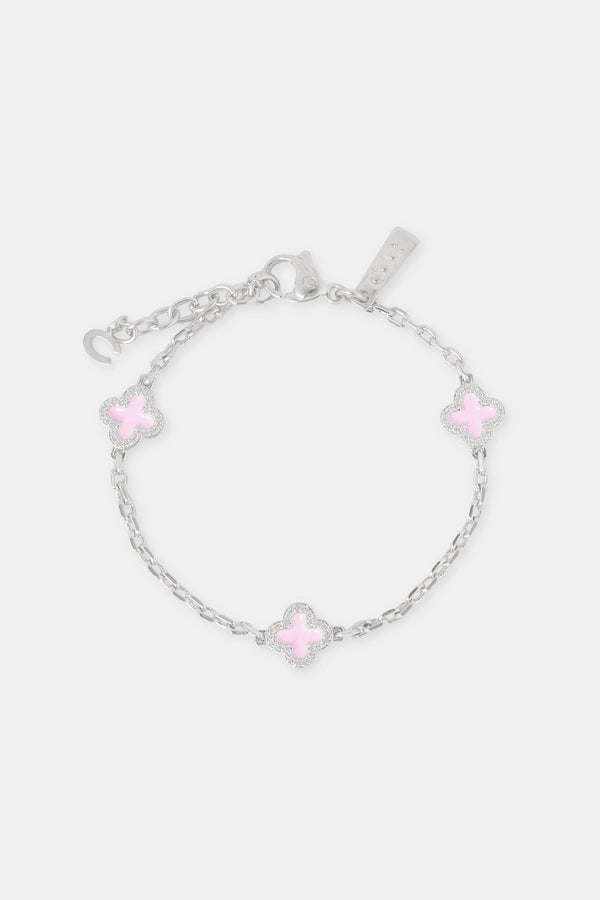 Pink Enamel Motif Rolo Link Bracelet - 10mm