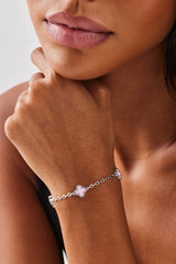 Pink Enamel Motif Rolo Link Bracelet - 10mm