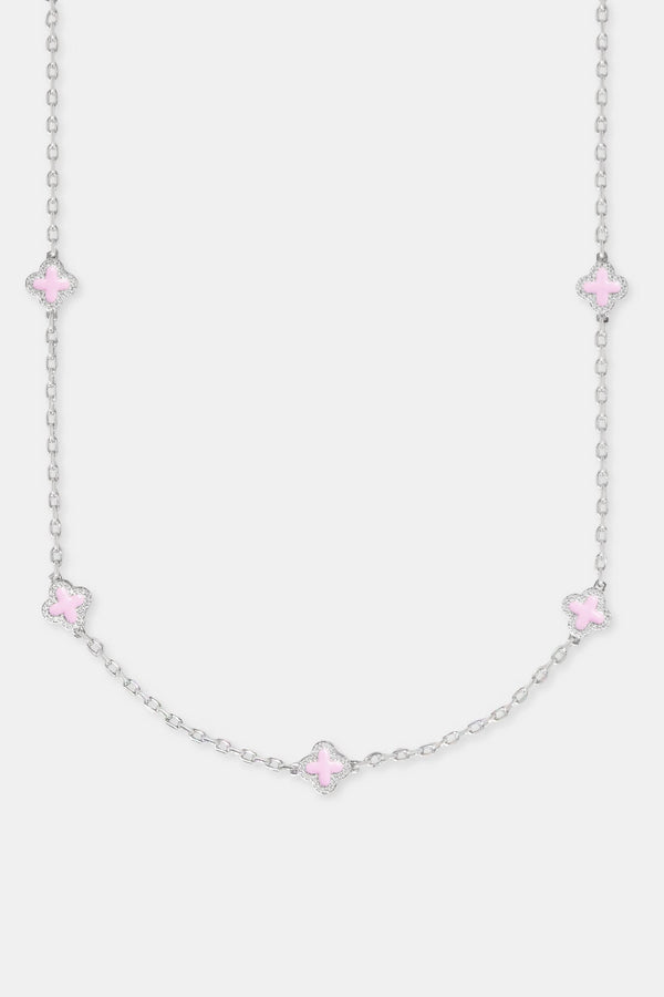 Pink Enamel Motif Rolo Link Chain - 10mm