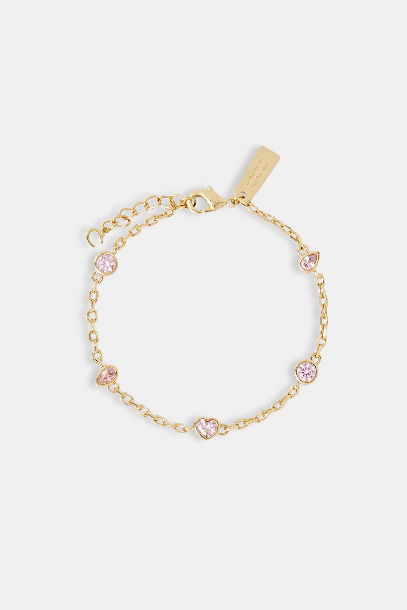 Iced Pink Mix Stone Rolo Bracelet - 6mm