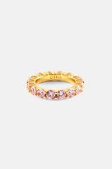 Pink Round Stone Tennis Ring - 4mm