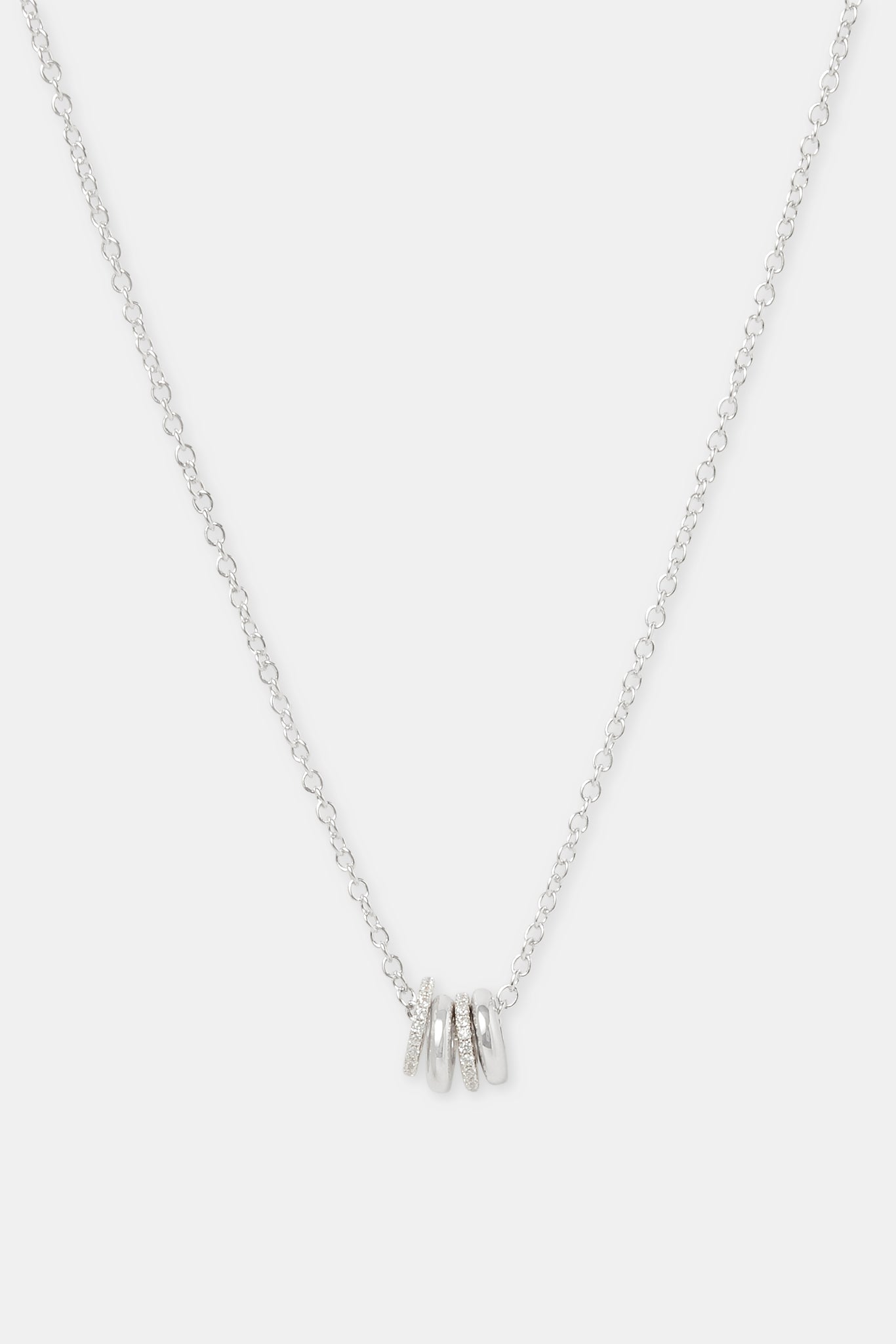 Polished and Iced Multi Ring Necklace - 10mm