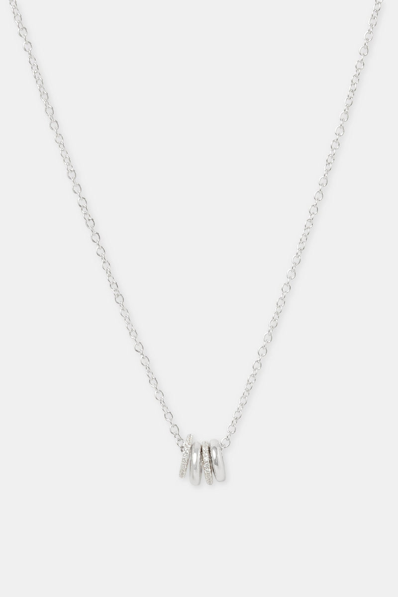 Polished and Iced Multi Ring Necklace - 10mm