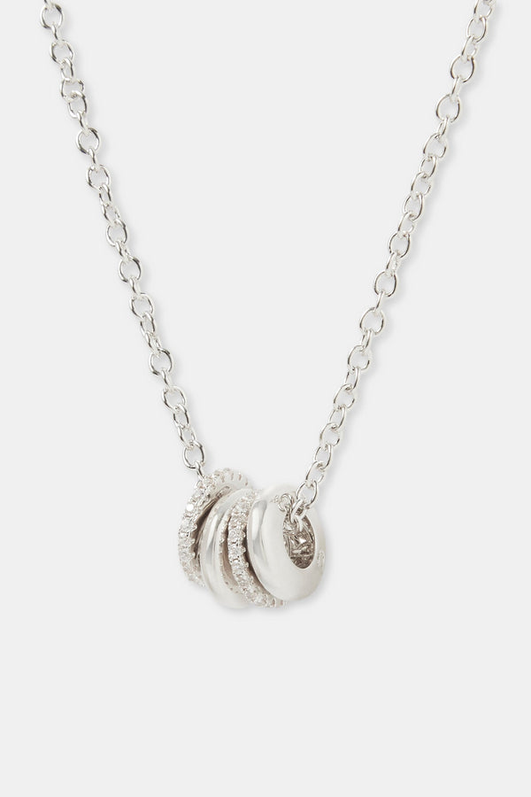 Polished and Iced Multi Ring Necklace - 10mm