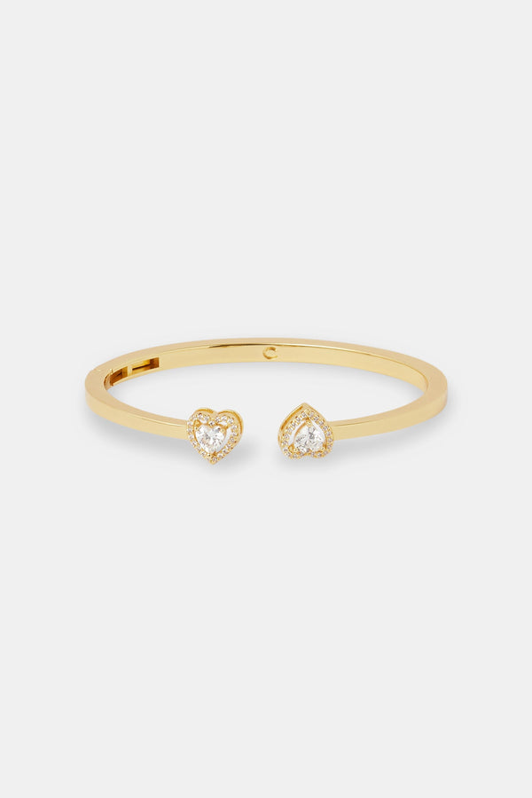 Polished Cz Heart Bangle - 5mm