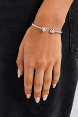 Polished Cz Heart Bangle - White - 5mm