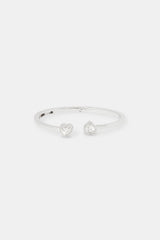 Polished Cz Heart Bangle - White - 5mm