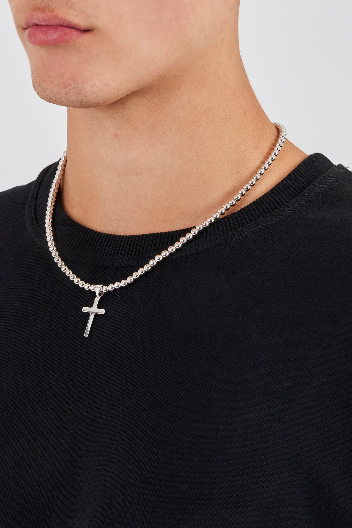 Polished Cross Bobble Chain Necklace - 25mm