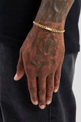 Polished Cross Motif Cuban Bracelet - 5mm - Gold