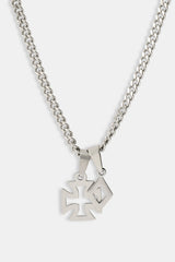 Polished Cross & Star Layered Necklace - 10mm