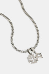Polished Cross & Star Layered Necklace - 10mm