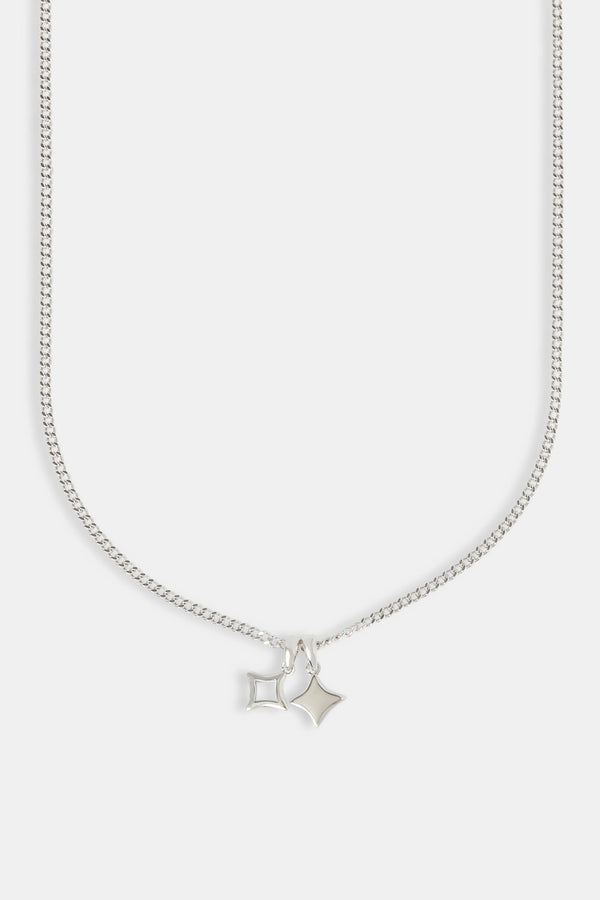 Polished Double Star Cuban Necklace - 10mm